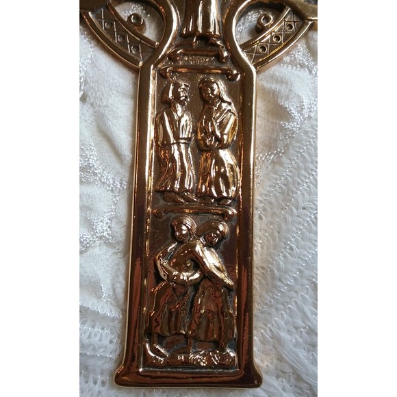 Vintage Jeweled Celtic Cross Pewter Goldtone Finish 7.75" - Picture 9 of 9